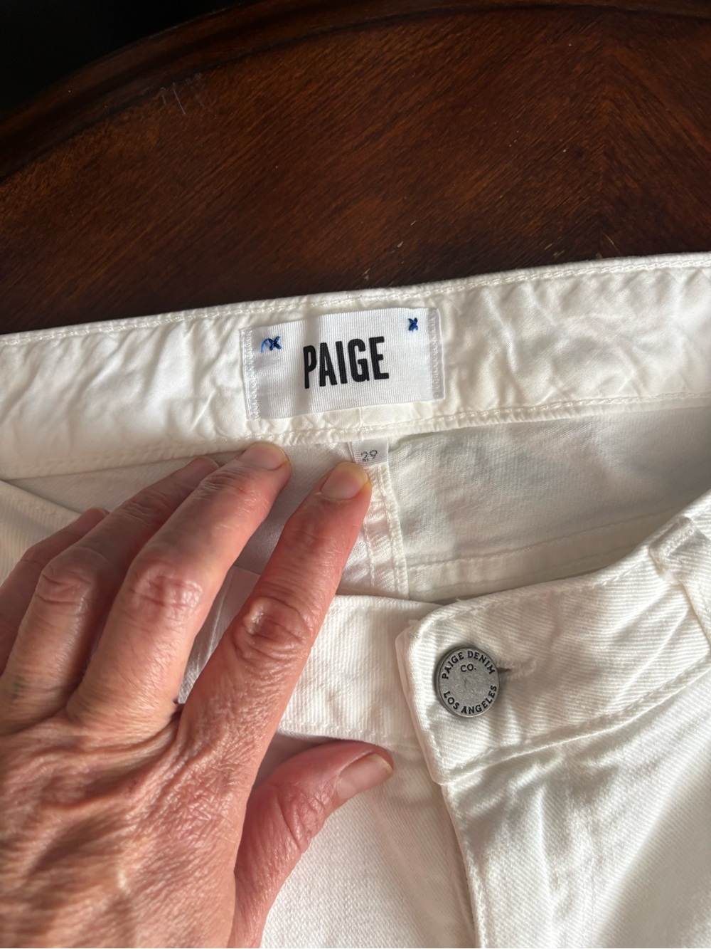 PAIGE Cream-White Denim with Branded Label